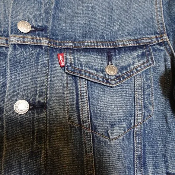 Levi's Premium Series Denim Jacket Trucker Big E Size Small Blue - Picture 4 of 9